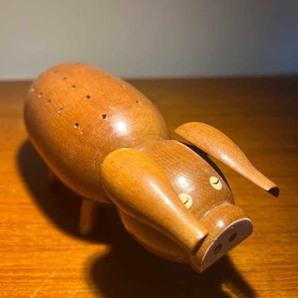 Vintage Mcm Teak? wooden pig toothpick orderve holder Japan Kitschy - Picture 8 of 12
